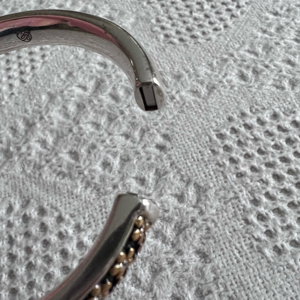 Brighton silver with gold flowers & rhinestones bangle bracelet - Picture 8 of 9